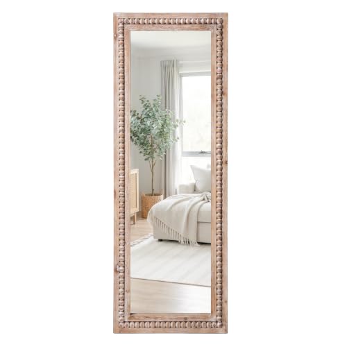 Rustic Full Length Mirror,18x48" Wood Bathroom Vanity Full Body Wall Mirror - color: Nature, size: 48"L x 18"W