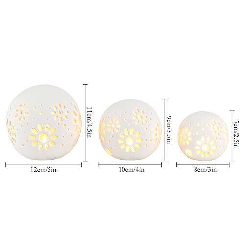 HY Design Set of 3 Ceramic Decorative Lamp 5" H Battery Powered (White)