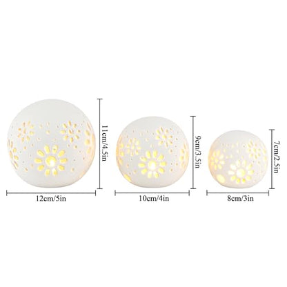 HY Design Set of 3 Ceramic Decorative Lamp 5" H Battery Powered (White)
