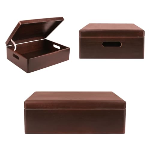 Creative Deco XL Brown Wooden Box Storage with Hinged Lid - color: Brown, size: XL | Handles