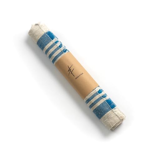 Natural Coarse 100% Linen Table Runner 18 x 95 Inches - Rustic Farmhouse Flax Table Runner for Everyday Use, Holidays & Special Occasions (Mediterranean Blue, 18 x 95 inch) - color: Mediterranean Blue