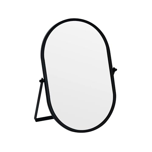 Tstarer Oval Vanity Mirror with Stand,Metal Frame (Black, 7.1 x 11 inches) - color: Black, size: 11"L x 7.1"W