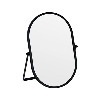 Tstarer Oval Vanity Mirror with Stand,Metal Frame (Black, 7.1 x 11 inches) - color: Black, size: 11"L x 7.1"W