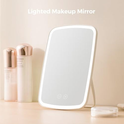 NEZZOE Portable Lighted Makeup Mirror, 1500mAh Battery, 9"x6" - color: 9.4"x6.6" White