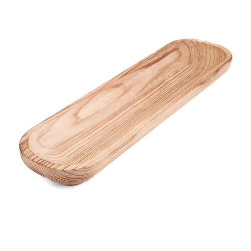 17.5” Handcrafted Wooden Dough Bowl – Artisan Paulownia Wood Centerpiece | Luxury Rustic Home Décor | Elegant Catchall Beautiful Gift