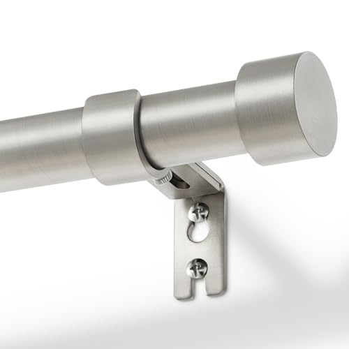 Zeerobee Curtain Rods for Windows 72 to 144 Inch, Brushed Nickel Curtain Rod - color: Brushed Nickel, size: 32"-144"