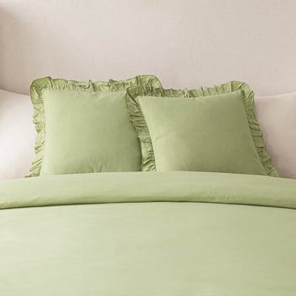 Foindtower Linen Fringe Ruffle Throw Pillow Covers 18×18 Inch Light Green - color: Light Green, size: 18" x 18" (Pack of 2)