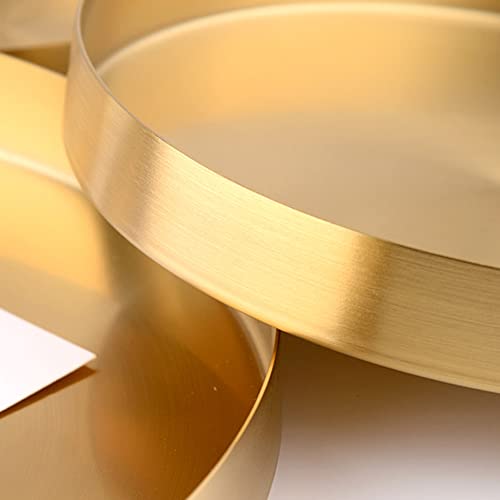 i-lan 14" Deep Gold Round Stainless Steel Serving Tray with 1" Raised Rim - style: 1" Raised Edge