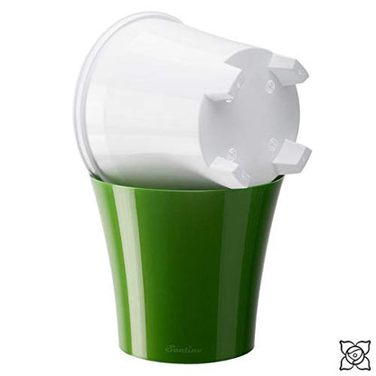 Santino Self Watering Planters Arte 4.3 Inch Green-Gold/White Flower Pots Set of 4 - color: Green-gold/White - Set of 4, size: 4.3-Inch