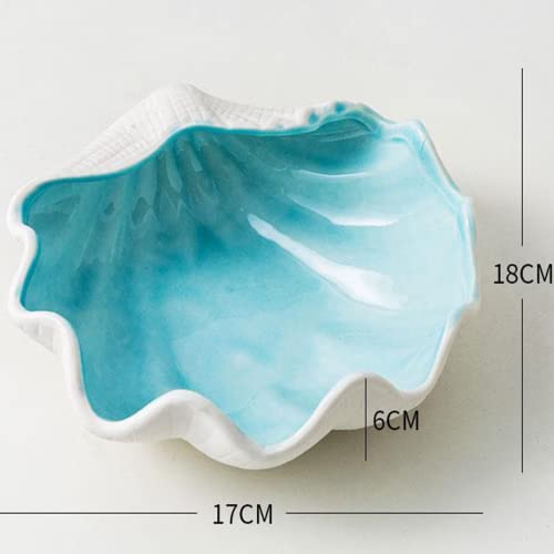 Disoza 6.7 x 7 x 2.4 inches Large Shell Jewelry Dish Tray Ceramic Shell Ring Holder Seashell Bowl Decorative Trays for Home Decor Porcelain Jewelry Deco Cute Jewelry Organize Key Storage Tray - color: Shell Jewelry Decorative Tray