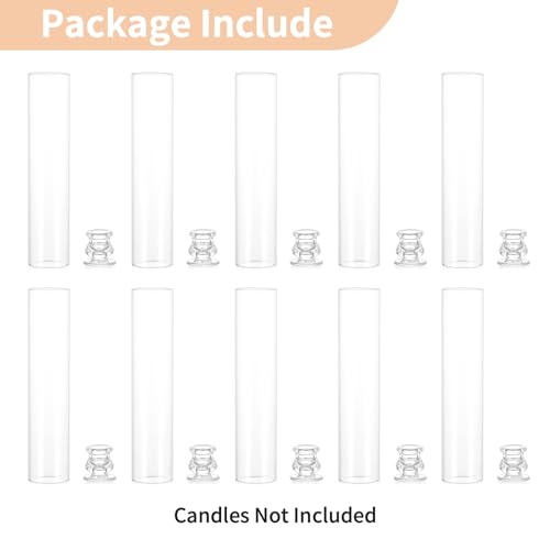 NUPTIO Hurricane Glass Candle Holders for Wedding - 12" H Set of 10
