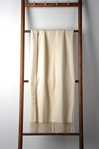 EP Mode 100% Pure Cashmere Throw Blanket for Sofa, Whisper White - color: Whisper White