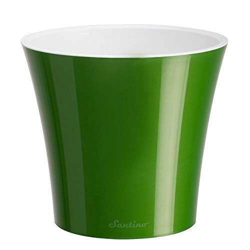 Santino Self Watering Planter Arte 5.3 Inch Green-Gold/White Flower Pot - color: Green-gold/White, size: 5.3-Inch