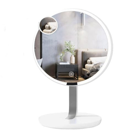 9.65-inch Lighting Makeup Mirror, 1x / 10x,Silver - color: Metallic Silver