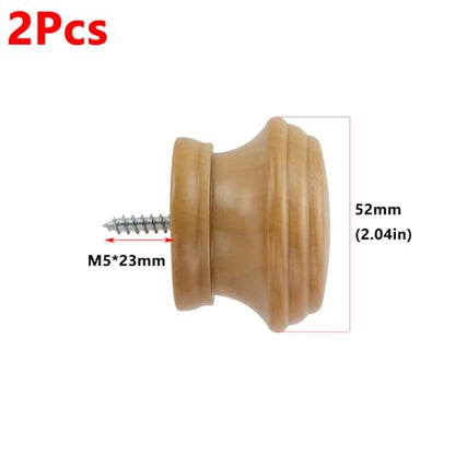 Antrader Finials for Curtain Rods,Wood Curtain Rod Finial,Wood Color,2Pcs - color: Wood color
