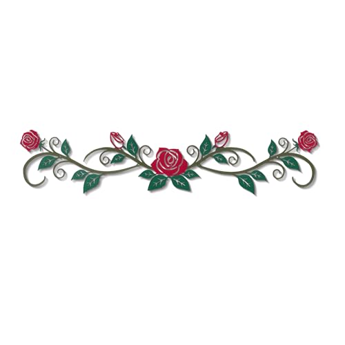 DUOOLN large Metal Rose Flower Wall Decor Art, Decorative Bathroom Signs - color: Rose Scroll-Red