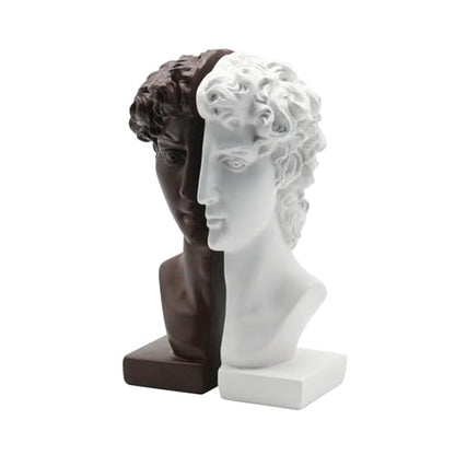 Lukitas David Bookends Heavy Duty, Half-and-Half Book Ends, BN/WH 9.5'' - color: David - Bn&wh