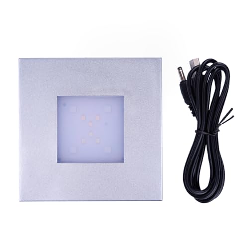 4.33 inch LED Multimodal Multicolor Light Stand Base - Silver Square Display Base for 3D Crystal Glass Art - USB/Battery Powered Crystal Stand - color: D-multi-mode Silver Base