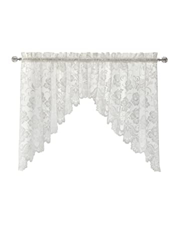 Louis Embroidered Floral Lace Window Curtain Swag Pair 72" x 32" in White - color: White, size: 72"W x 32"L (Pack of 2)