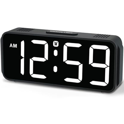 Peakeep Small Digital Alarm Clock for Bedroom, Large Number, Battery Backup - color: White Digits(plug-in, Ultra-compact)