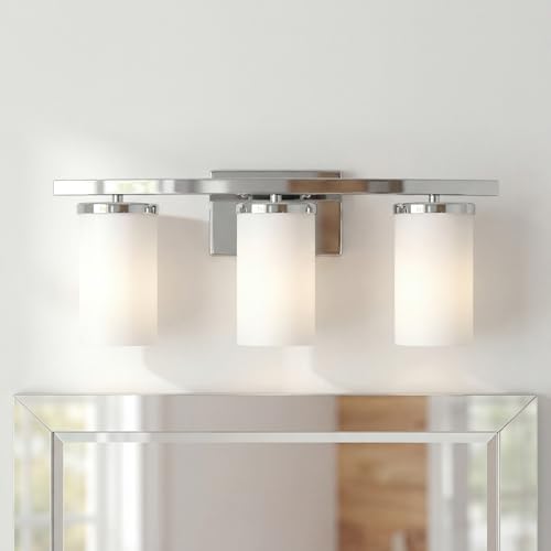 Kichler Crosby 3-Light Bathroom Vanity Light, Chrome - color: Chrome, size: 3 Light, style: Satin Etched Cased Opal Glass