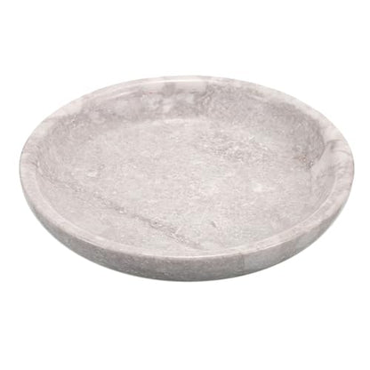 Hipiwe Small Key Bowl for Entryway, 5.5" Round Natural Travertine Tray - color: White/Grey, size: 5.5"