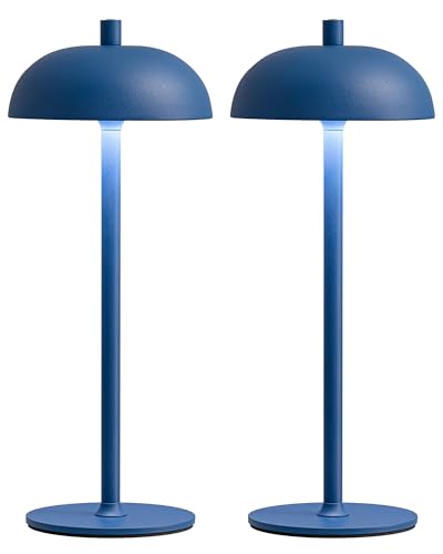 12" Cordless Table Lamps Set of 2, Blue Modern Portable Desk Lamp - color: H12" Blue (2 Pack)