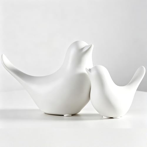 2 Pcs Small Birds Statues Home Decor Ceramic White Bird Figurines - color: 2 Pcs Whitebirds
