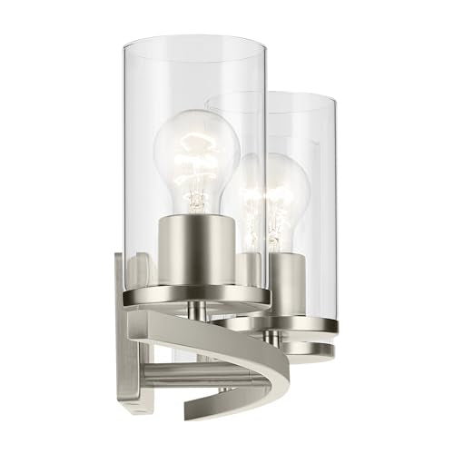 Kichler Crosby 4-Light Bathroom Vanity Light, Brushed Nickel - color: Brushed Nickel, size: 4 Light, style: Clear Glass