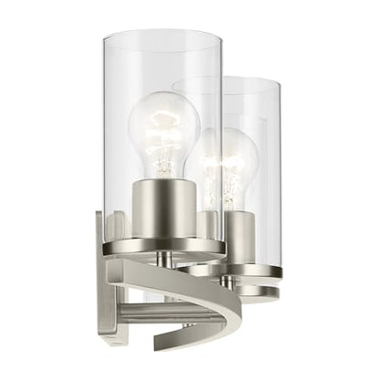 Kichler Crosby 4-Light Bathroom Vanity Light, Brushed Nickel - color: Brushed Nickel, size: 4 Light, style: Clear Glass