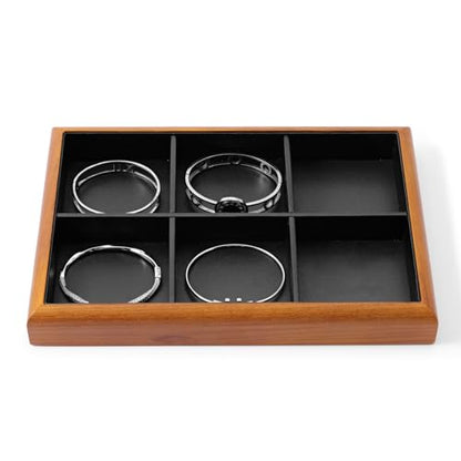 Oirlv Black Wood Jewelry Tray 6-Compartment - color: Black, size: 6 grid