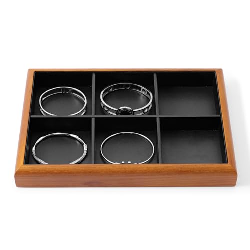 Oirlv Black Wood Jewelry Tray 6-Compartment - color: Black, size: 6 grid