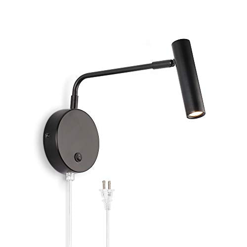 Joossnwell Wall Lights with Plug in Cord, Industrial Wall Lamps for Bedroom with on Off Switch Warm White 3000K Black-1 Pack - color: Black-Plug