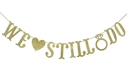 Qttier We Still Do Banner, Gold Glitter - color: Gold