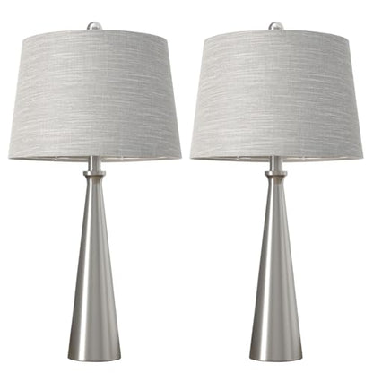 Oneach 25.75" Modern Table Lamp for Bedroom Set of 2, USB C Port, Silver - color: Brushed Nickel