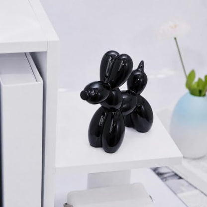 Ceramic Balloon Dog Statue 4.3" Art Decor Sculpture (Black) - color: Black