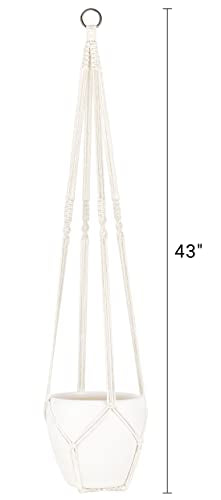 Dahey Macrame Plant Hanger Indoor 43 Inches Hanging Plant Holder Basket - color: Cream, size: 43Inch
