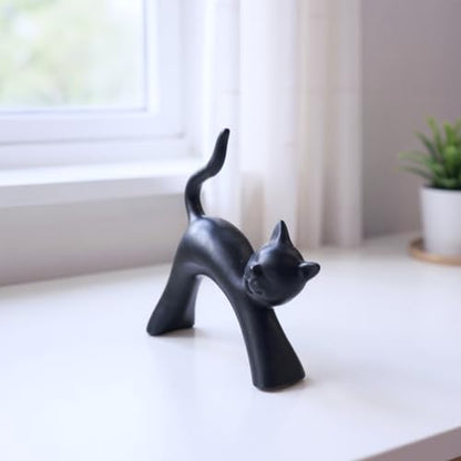 Zerzsy Ceramic Cat Statue, 2-Pack Black and White Kitten Figurine - color: Black White-cat
