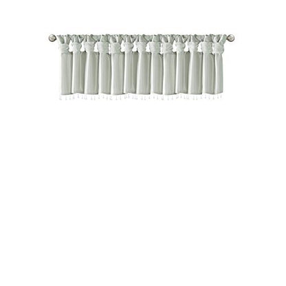 MADISON PARK Emilia Faux Silk Valances for Windows with Beads , Elegant Window Valance , 50" W X 26" L , Dust Aqua - color: Dusty Aqua, size: 50"W x 26"L (Pack of 1), style: Valance