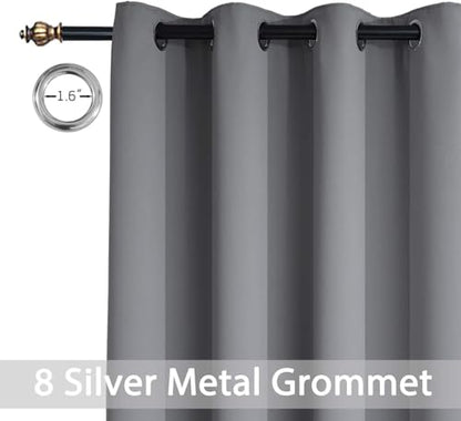 Yakamok Grey Room Darkening Curtains 52x84 inch Gray Grommet-Living Room - color: Grey, size: 52"W x 84"L (Pack of 2)