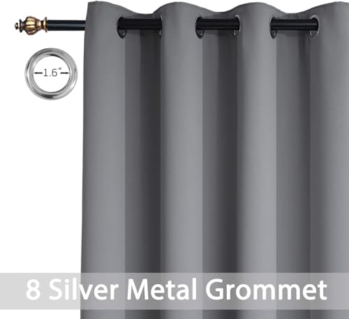 Yakamok Grey Room Darkening Curtains 96 inch Gray Sliding Door Drapes - color: Grey, size: 52"W x 96"L (Pack of 1)