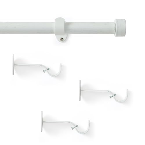 Serena Single Curtain Rod with Contemporary Cap Finial, White - 32"W x 142"L - color: White, size: 32"W x 142"L