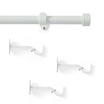 Serena Single Curtain Rod with Contemporary Cap Finial, White - 32"W x 78"L - color: White, size: 32"W x 78"L