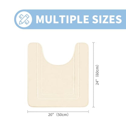Cupic Cupid Memory Foam Toilet Rug 24"×20", U-Shaped Bath Mat, Cream - color: Cream, size: 1'8" x 2' (24" x 20"（U-Shape）)