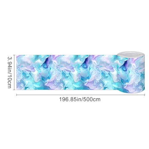 HOMETITUTE Peel and Stick Wallpaper Border 4x196in Watercolor Pattern - color: Blue purple texture
