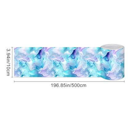 HOMETITUTE Peel and Stick Wallpaper Border 4x196in Watercolor Pattern - color: Blue purple texture