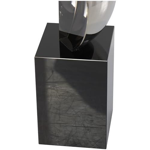 Deco 79 Crystal Geometric Decorative Sculpture Abstract Two-Tone Home Decor Statue with Stacked Semi Circles, Accent Figurine 5" x 4" x 18", Black