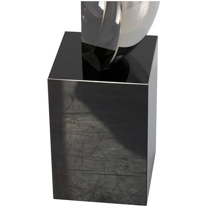 Deco 79 Crystal Geometric Decorative Sculpture Abstract Two-Tone Home Decor Statue with Stacked Semi Circles, Accent Figurine 5" x 4" x 18", Black