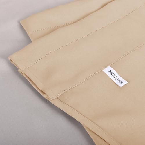 NICETOWN 2 Panels Biscotti Beige Kitchen Valances for Windows, 42W x 18L - color: Biscotti Beige, size: 42"W x 18"L (Pack of 2)