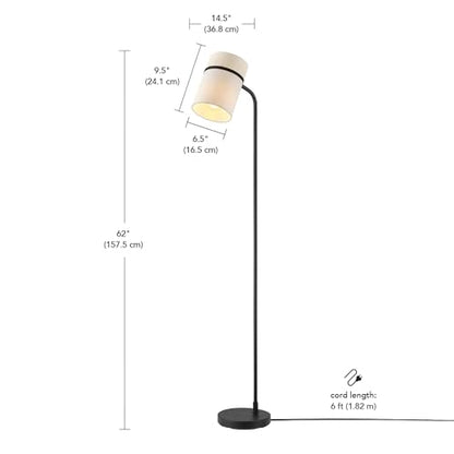Globe Electric 62" Matte Black Floor Lamp with White Fabric Shade - color: Matte Black, White Fabric Shade